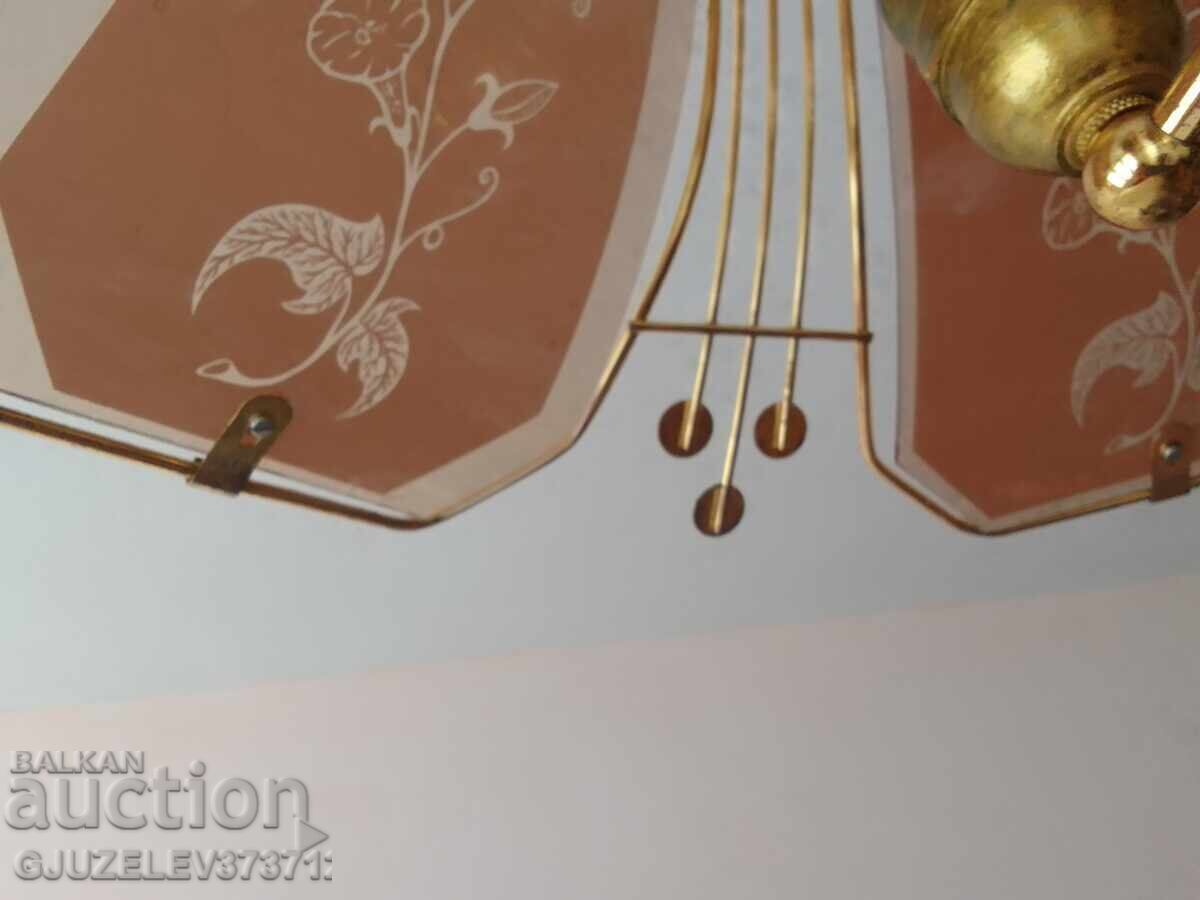 Vintage chandelier brass glass with price 270.00 BGN | € 138.05