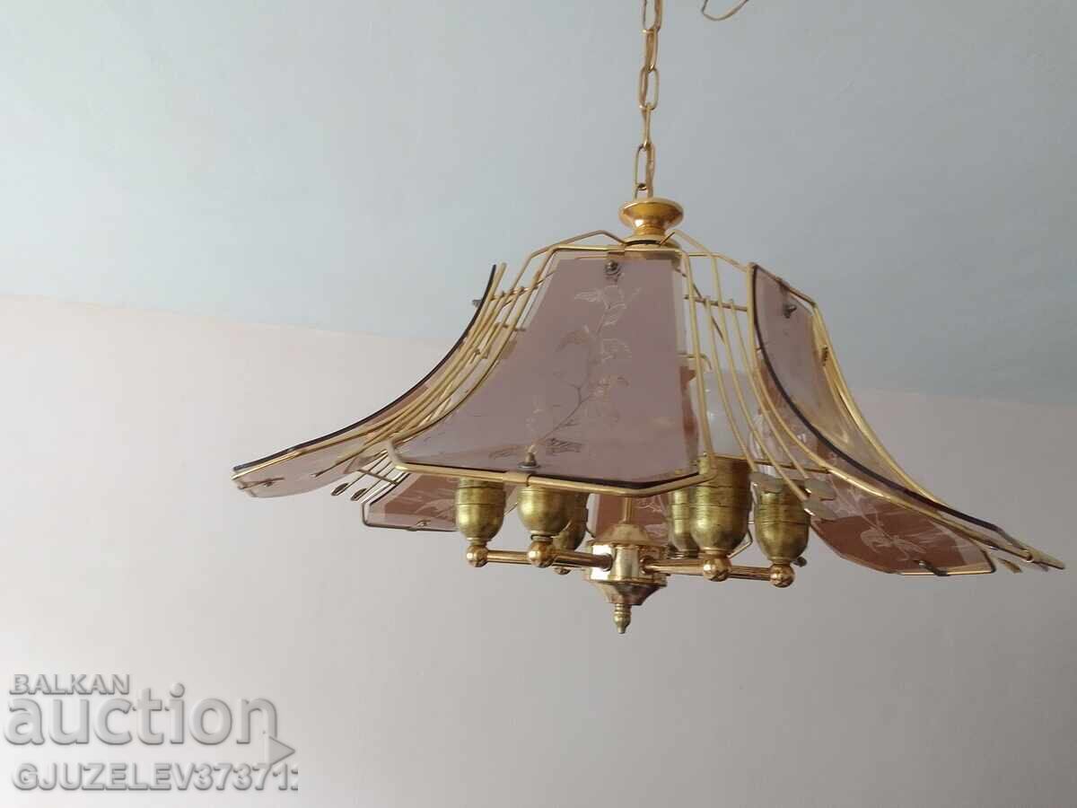 Delivery of Vintage chandelier brass glass