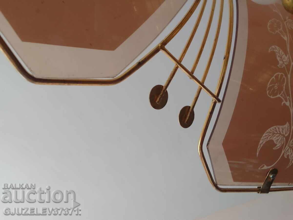 Vintage chandelier brass glass - 6