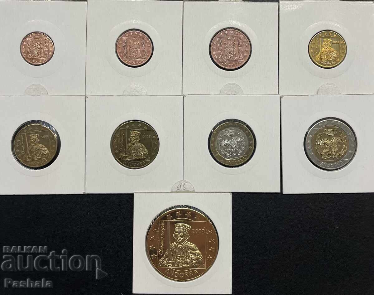 Андора 1,2,5,10,20,50 цент 1,2,5 евро 2003 г. PROBE с цена 95.00 лв. | € 48.57