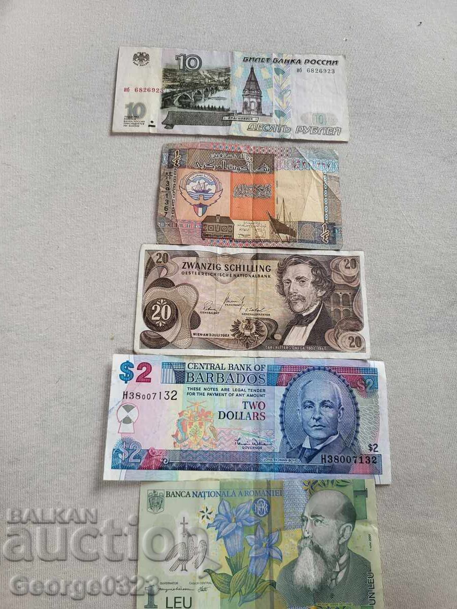 Lot of banknotes from all over the world