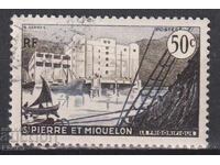 Timbrul poștal timbrat Arhitectura Prisăci 1955 Saint-Pierre și Miquelon