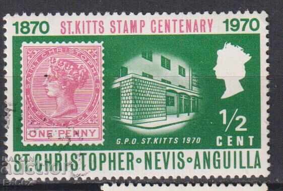 Marcă poștală timbrată pe marcă poștală 1970 Sfântul Cristofor - Nevis Marcă poștală timbrată pe marcă poștală 1970 Sfântul Cristofor - Nevis