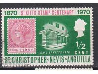 Marcă poștală timbrată pe marcă poștală 1970 Sfântul Cristofor - Nevis
