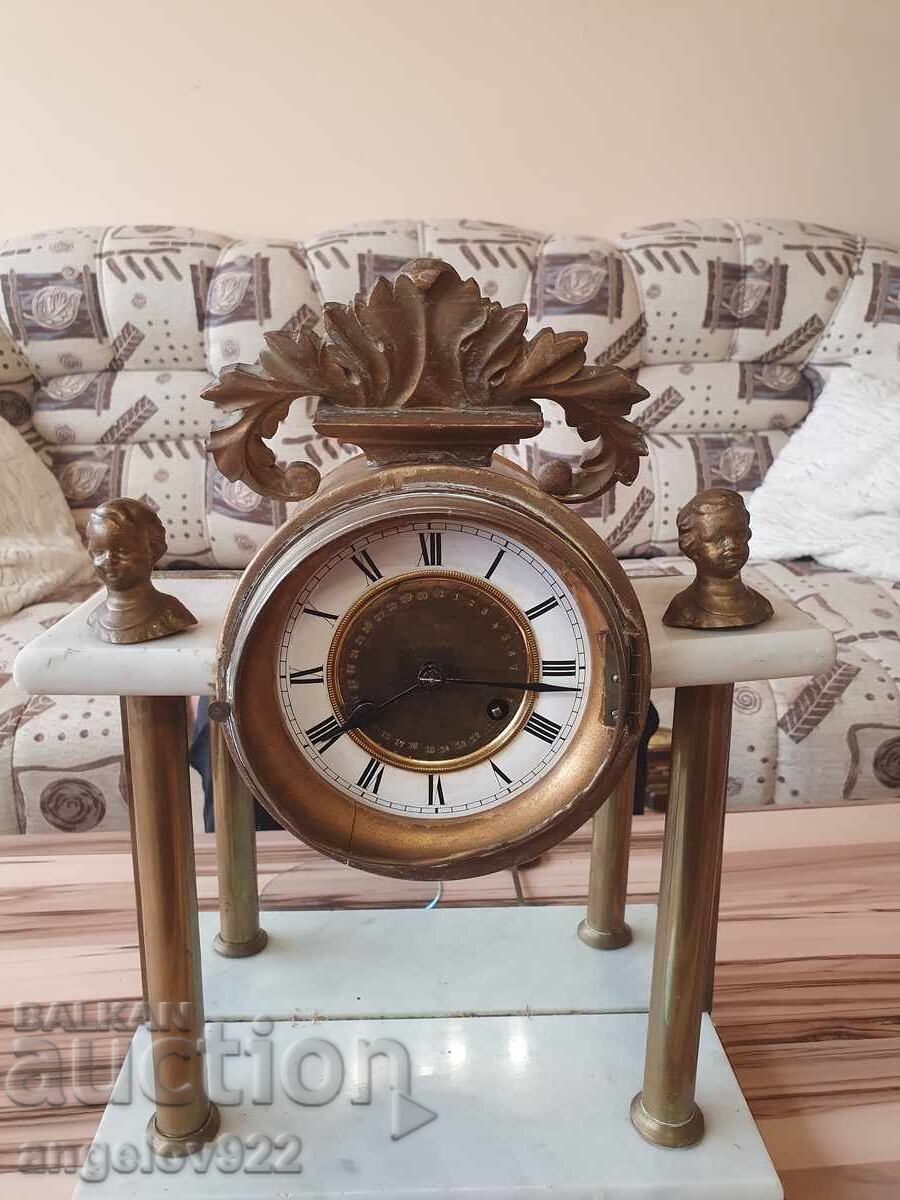 Antique Table Clock with Marble and Bronze, WORKING with price 101.55 BGN | € 51.92 Antique Table Clock with Marble and Bronze, WORKING with price 101.55 BGN | € 51.92