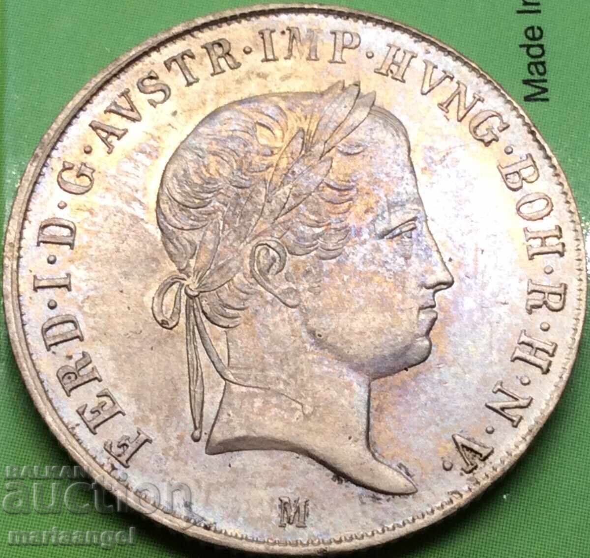 Ουγγαρία 20 κρόιτσερ 1842 Μ - Μιλάνο Φερδινάνδος Α' 6,62γρ - 7