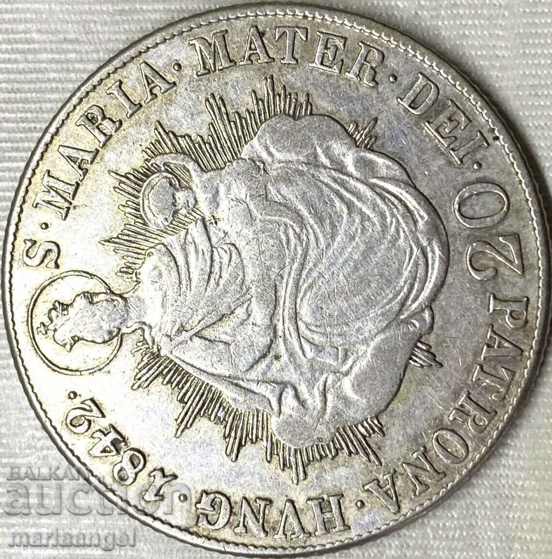 Аукцион Унгария 20 кройцера 1842 В - Кремниц Фердинанд I  6,59г