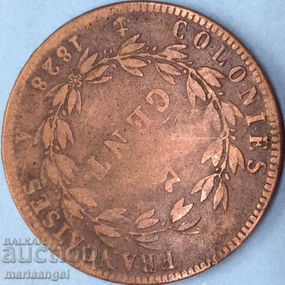 Παράδοση Γουιάνα 5 σεντίμια 1828 Γαλλικές αποικίες Κάρολος X