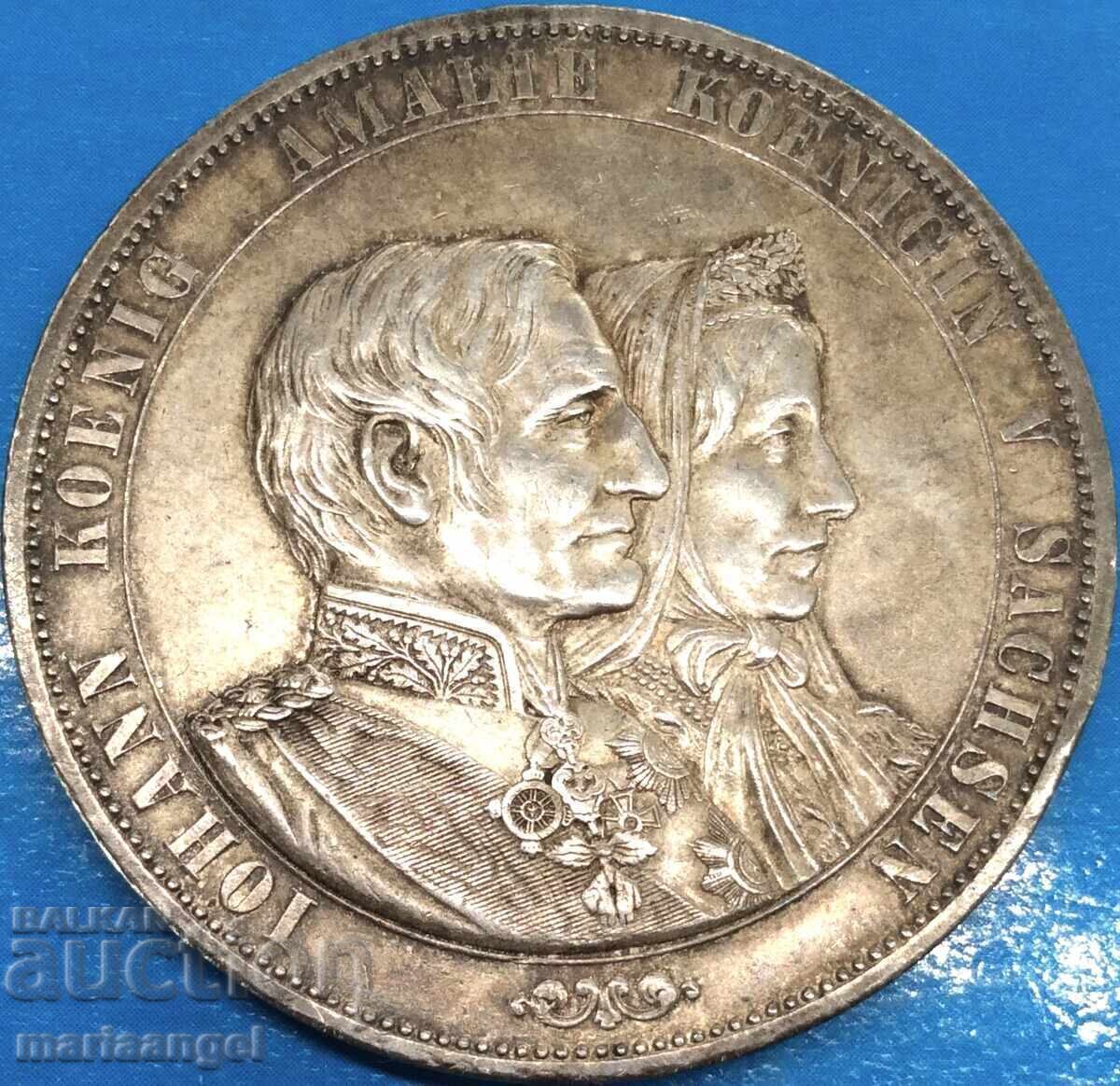 2 Τάληρα 1872 Σαξονία Γερμανία 37γ επετειακό 50ετίας 1822-1872 Ag - 5