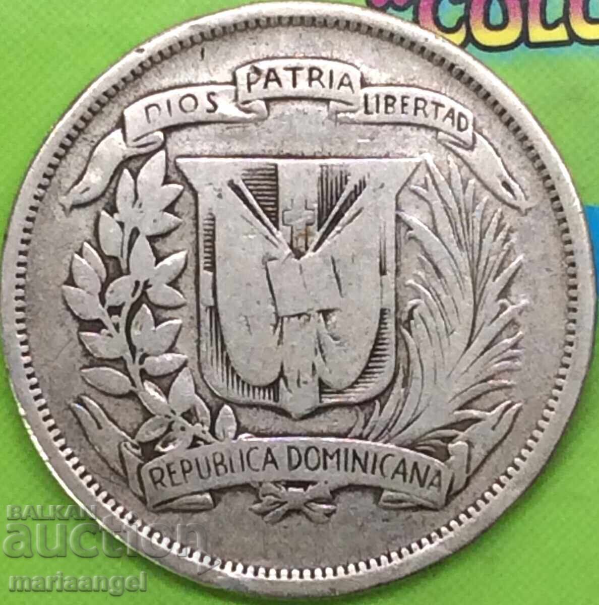 Medio Peso 1937 Dominican 12.5g silver - 6