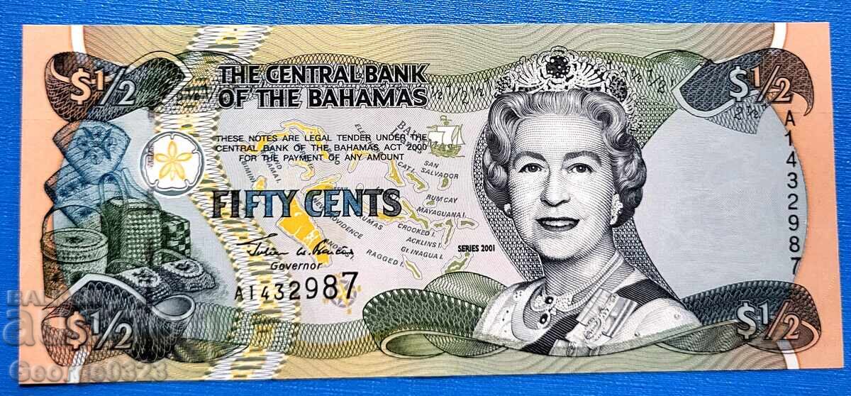 Bahamas 2001 1/2 Dollar UNC New