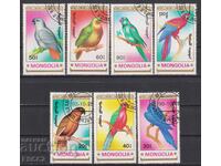 Timbre ștampilate Fauna Păsări Papagali 1990 din Mongolia