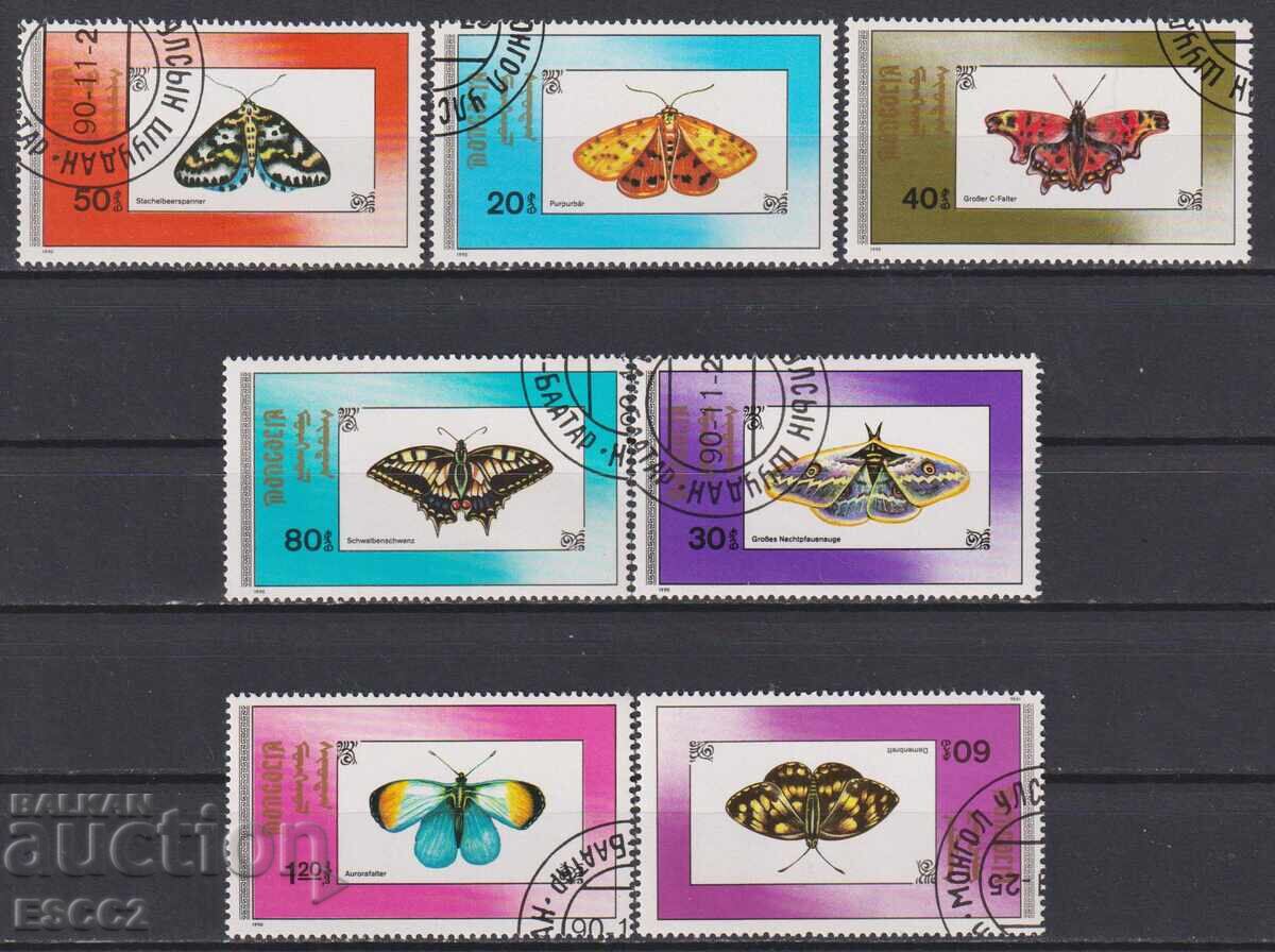 Timbre ștampilate Fauna Fluturi 1990 din Mongolia Timbre ștampilate Fauna Fluturi 1990 din Mongolia