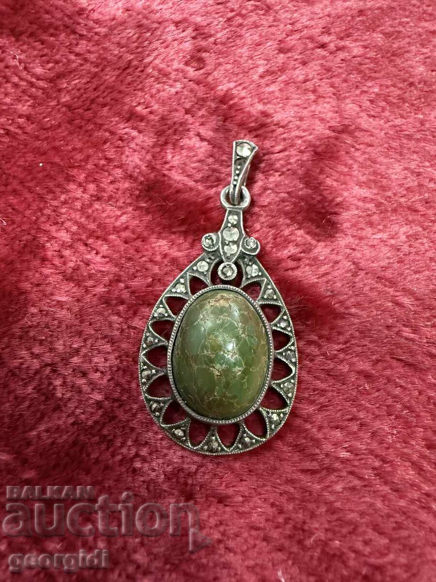 Ασημένιο μενταγιόν / κολιέ με Βαρικίτη και μαρμαρυγίες. Νο. 7473 με τιμή 45.00 BGN | € 23.01