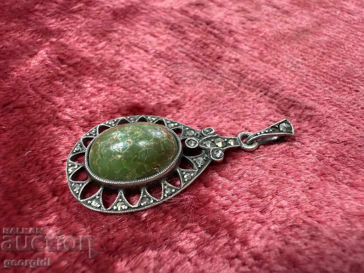 Ασημένιο μενταγιόν / κολιέ με Βαρικίτη και μαρμαρυγίες. Νο. 7473 - 5