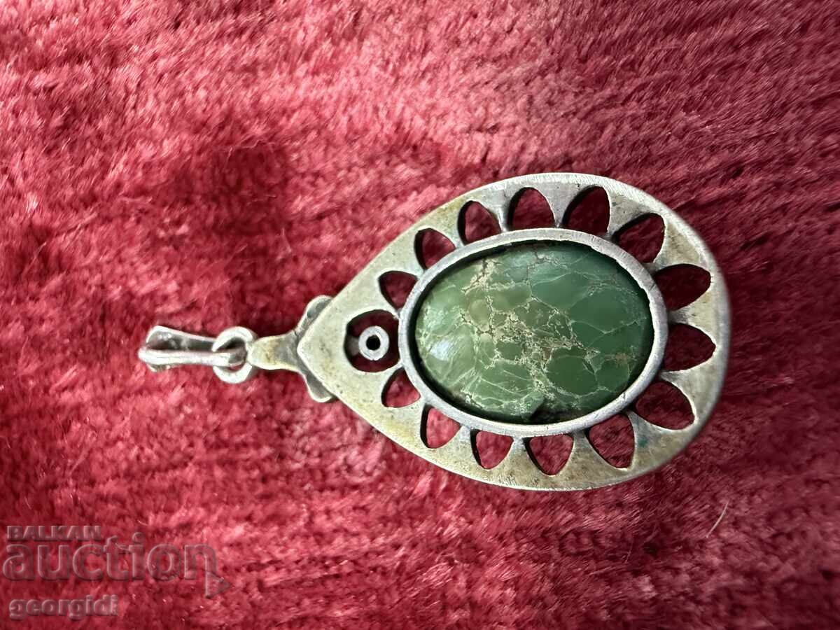 Ασημένιο μενταγιόν / κολιέ με Βαρικίτη και μαρμαρυγίες. Νο. 7473 - 7