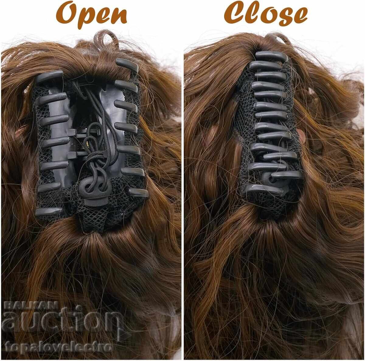 Аукцион НОВИ! Синтетични екстеншъни за коса, светло-кафяво 60 см