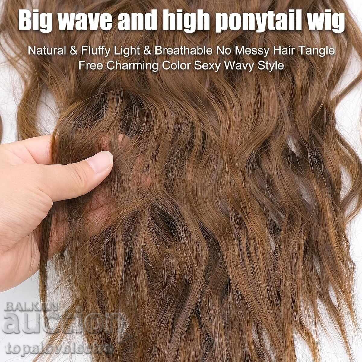 Доставка на НОВИ! Синтетични екстеншъни за коса, светло-кафяво 60 см