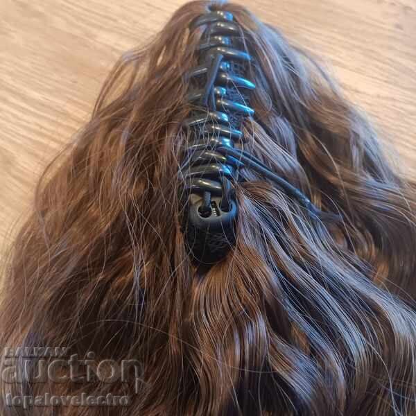 НОВИ! Синтетични екстеншъни за коса, светло-кафяво 60 см - 6