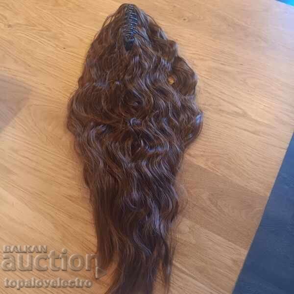 НОВИ! Синтетични екстеншъни за коса, светло-кафяво 60 см - 7