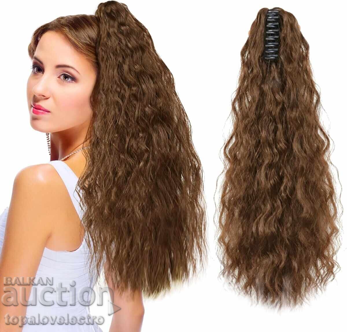 НОВИ! Синтетични екстеншъни за коса, светло-кафяво 60 см