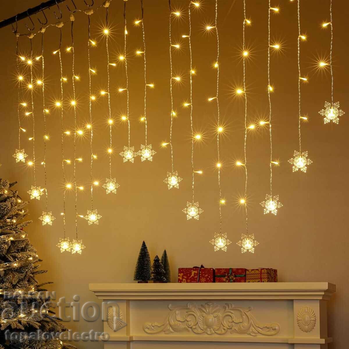 НОВА! LED светлинна завеса със снежинки – 2 х 1 м, 104 лампи - 5