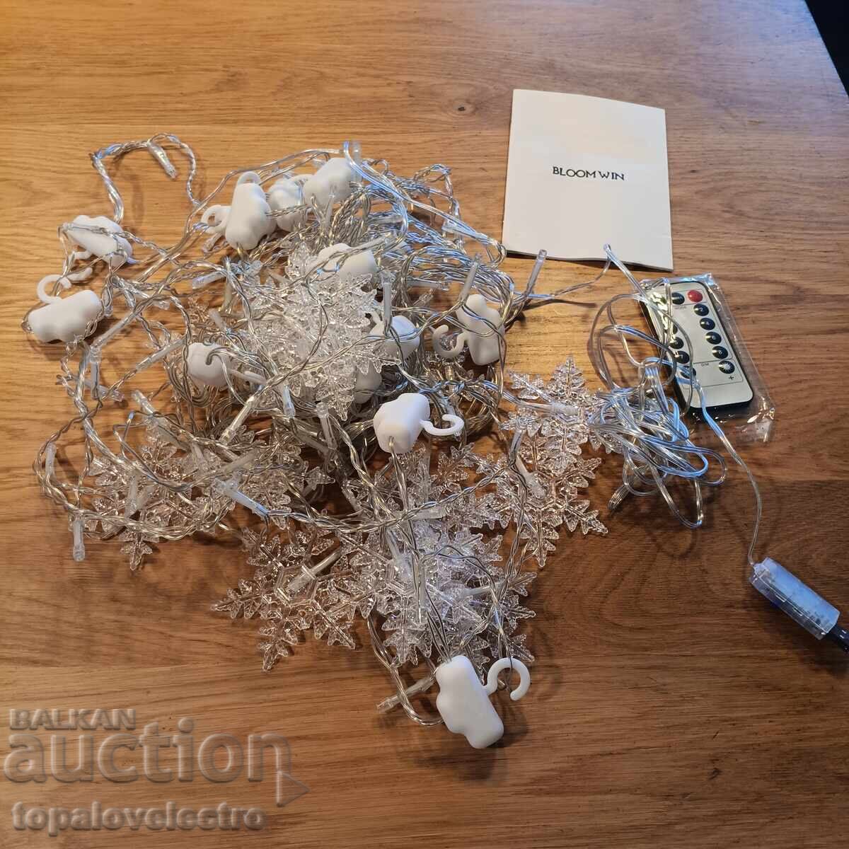 НОВА! LED светлинна завеса със снежинки – 2 х 1 м, 104 лампи - 6