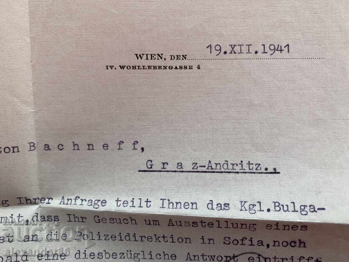 Delivery of Consulate of the Bulgarian Royal Legation in Vienna 1941