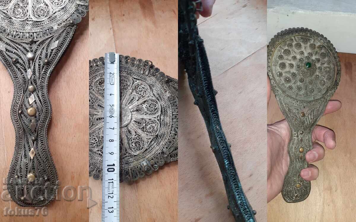 Unique - old Revival period mirror, filigree granulation - 7