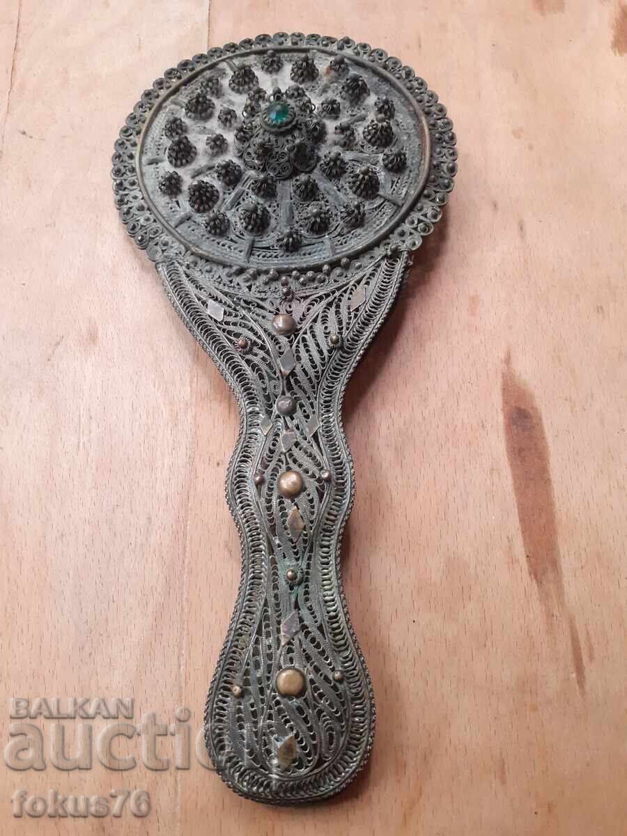 Unique - old Revival period mirror, filigree granulation