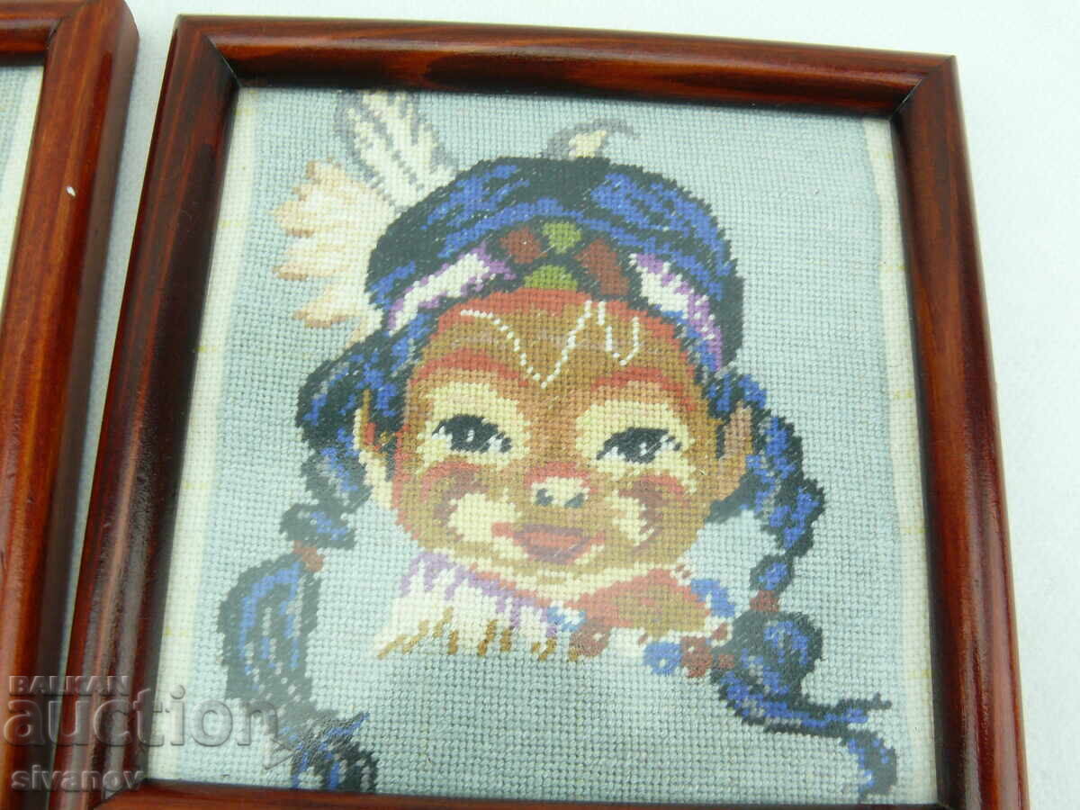 Παράδοση Δύο σετ κεντημένων γοβελίνων με Ινδιάνους #2522 Παράδοση Δύο σετ κεντημένων γοβελίνων με Ινδιάνους #2522