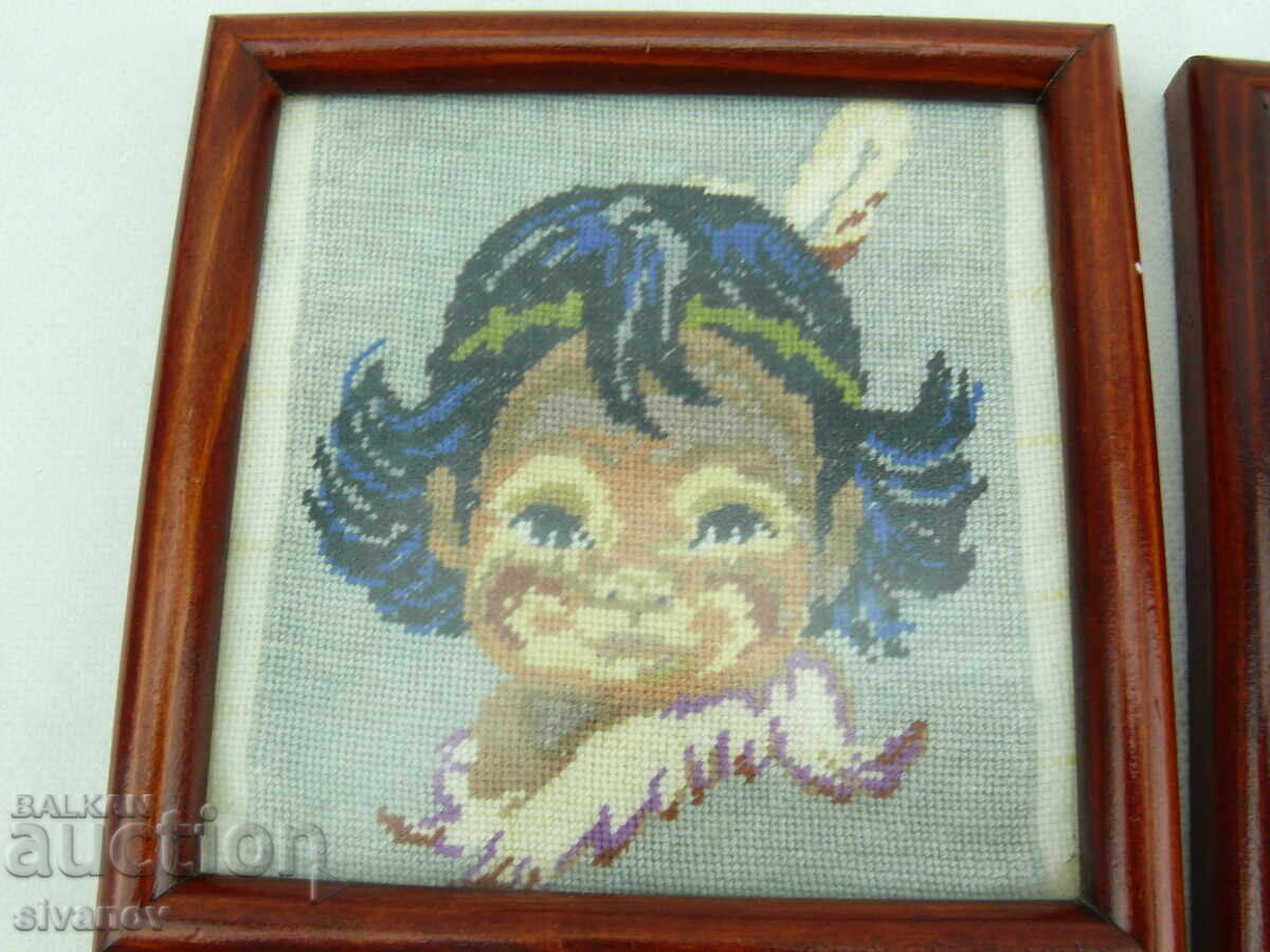 Δύο σετ κεντημένων γοβελίνων με Ινδιάνους #2522 - 5 Δύο σετ κεντημένων γοβελίνων με Ινδιάνους #2522 - 5