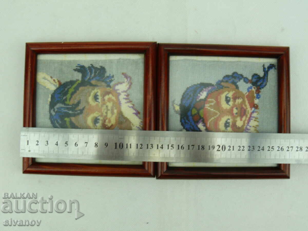 Δύο σετ κεντημένων γοβελίνων με Ινδιάνους #2522 - 7 Δύο σετ κεντημένων γοβελίνων με Ινδιάνους #2522 - 7