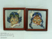 Set de două goblene brodate cu indieni #2522
