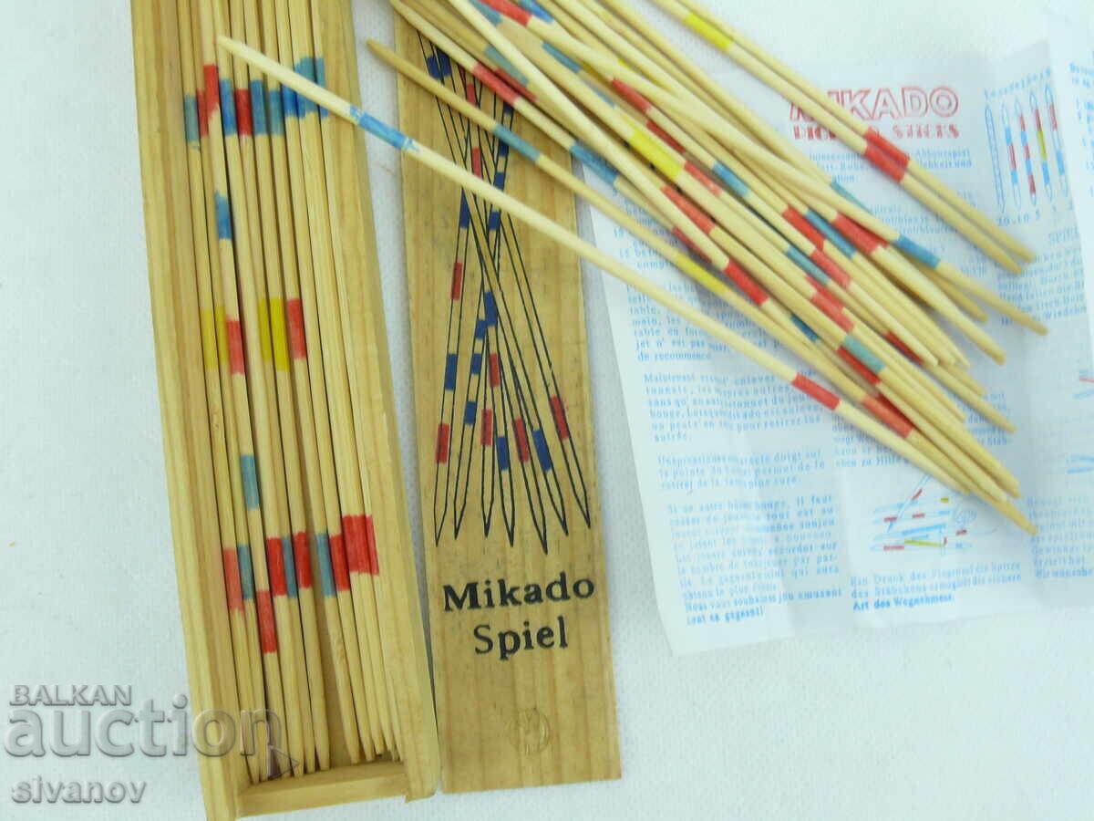 Аукцион Стара игра микадо в дървена кутия MIKADO SPIEL #2525 Аукцион Стара игра микадо в дървена кутия MIKADO SPIEL #2525