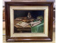 Винтидж картина „Цигулка и ноти“ (подпис: Gener)