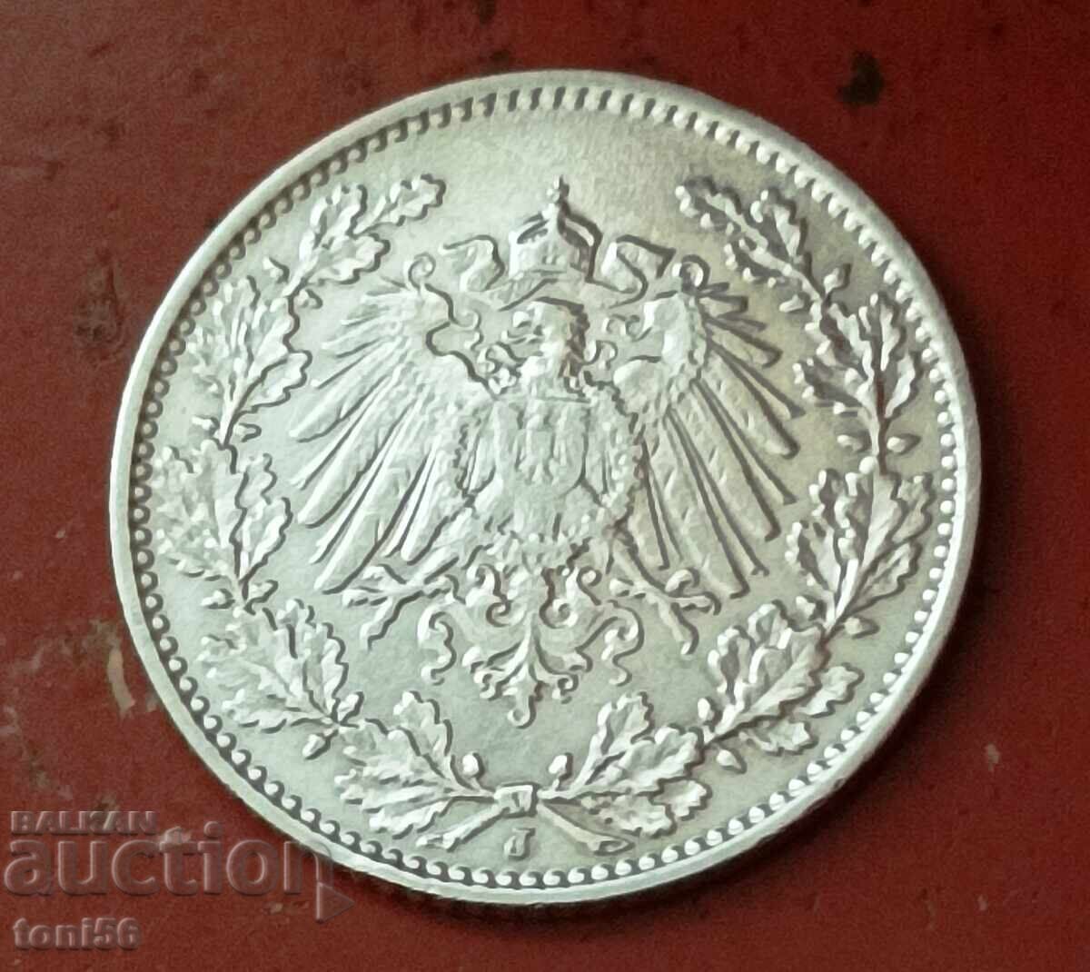 Germany 1/2 Mark 1914 J with price 19.00 BGN | € 9.71 Germany 1/2 Mark 1914 J with price 19.00 BGN | € 9.71