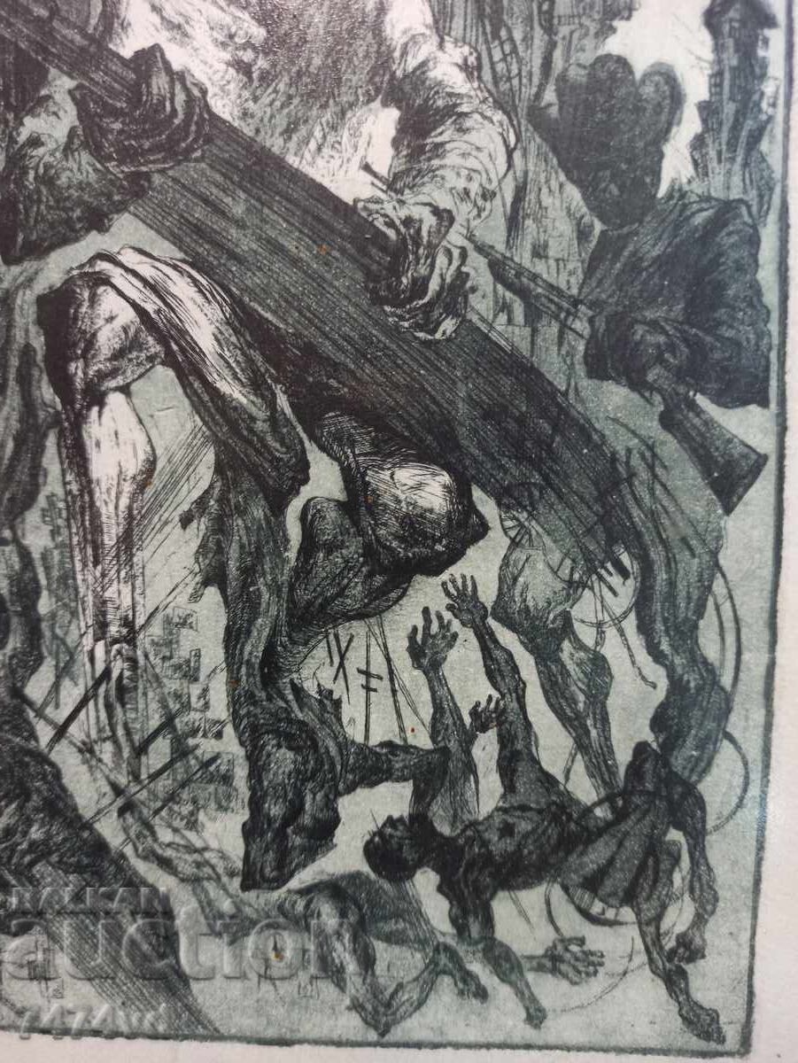 Delivery of Original graphic art 1960-1980, military scene, battle!