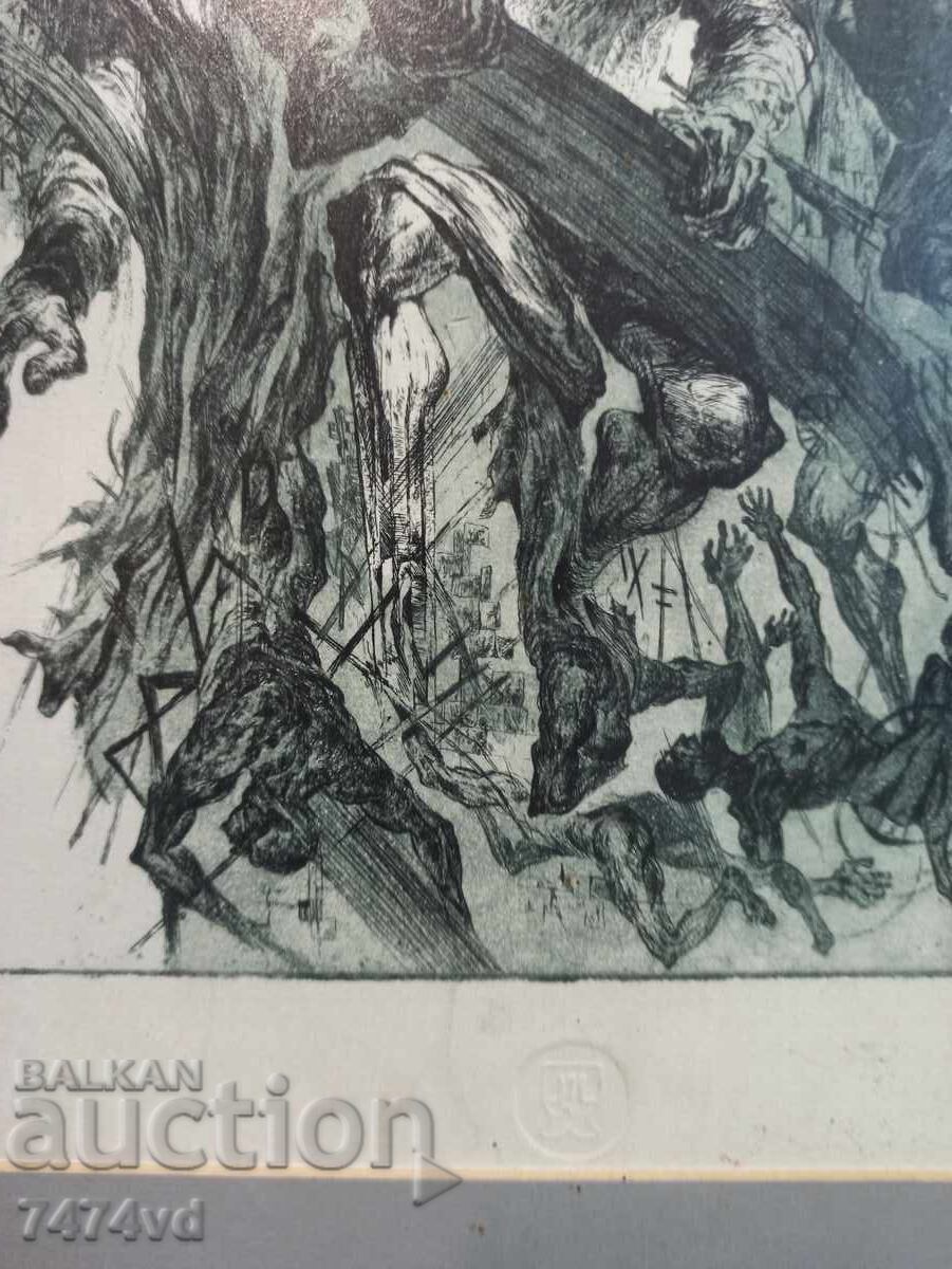 Original graphic art 1960-1980, military scene, battle! - 6