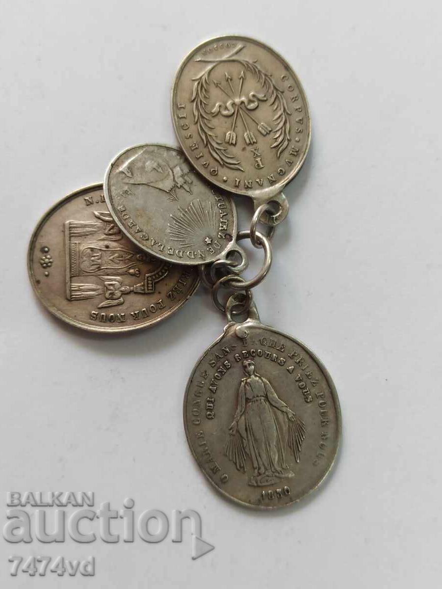 Licitație Medalioane vechi de argint 1830 - religioase, argint 800