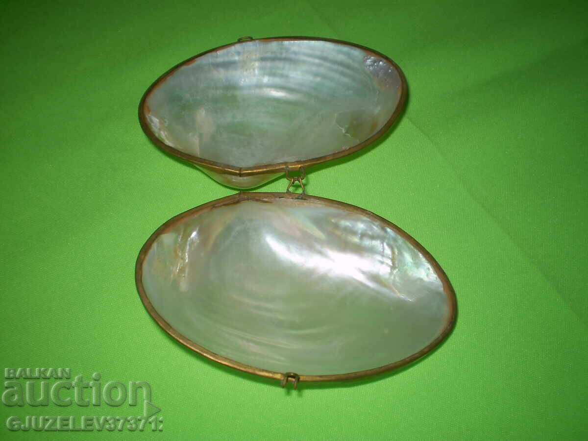 Mother-of-pearl shell jewelry box with brass fittings - 7 Mother-of-pearl shell jewelry box with brass fittings - 7