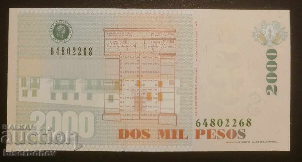 Κολομβία, Colombia 2000 πέσος, 2012, UNC με τιμή 9.00 BGN | € 4.60