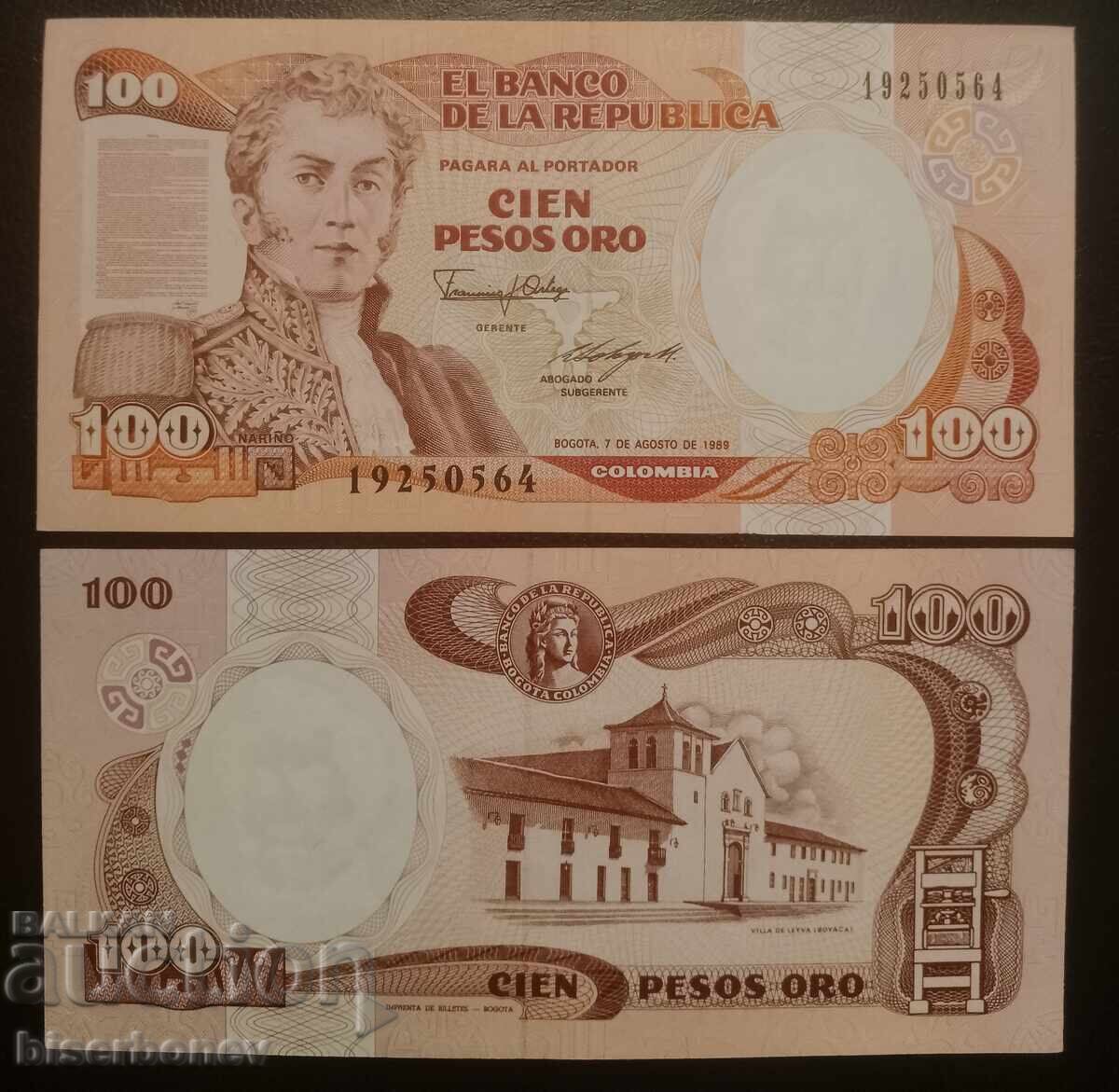 Κολομβία, Colombia 100 πέσος, 1989, UNC