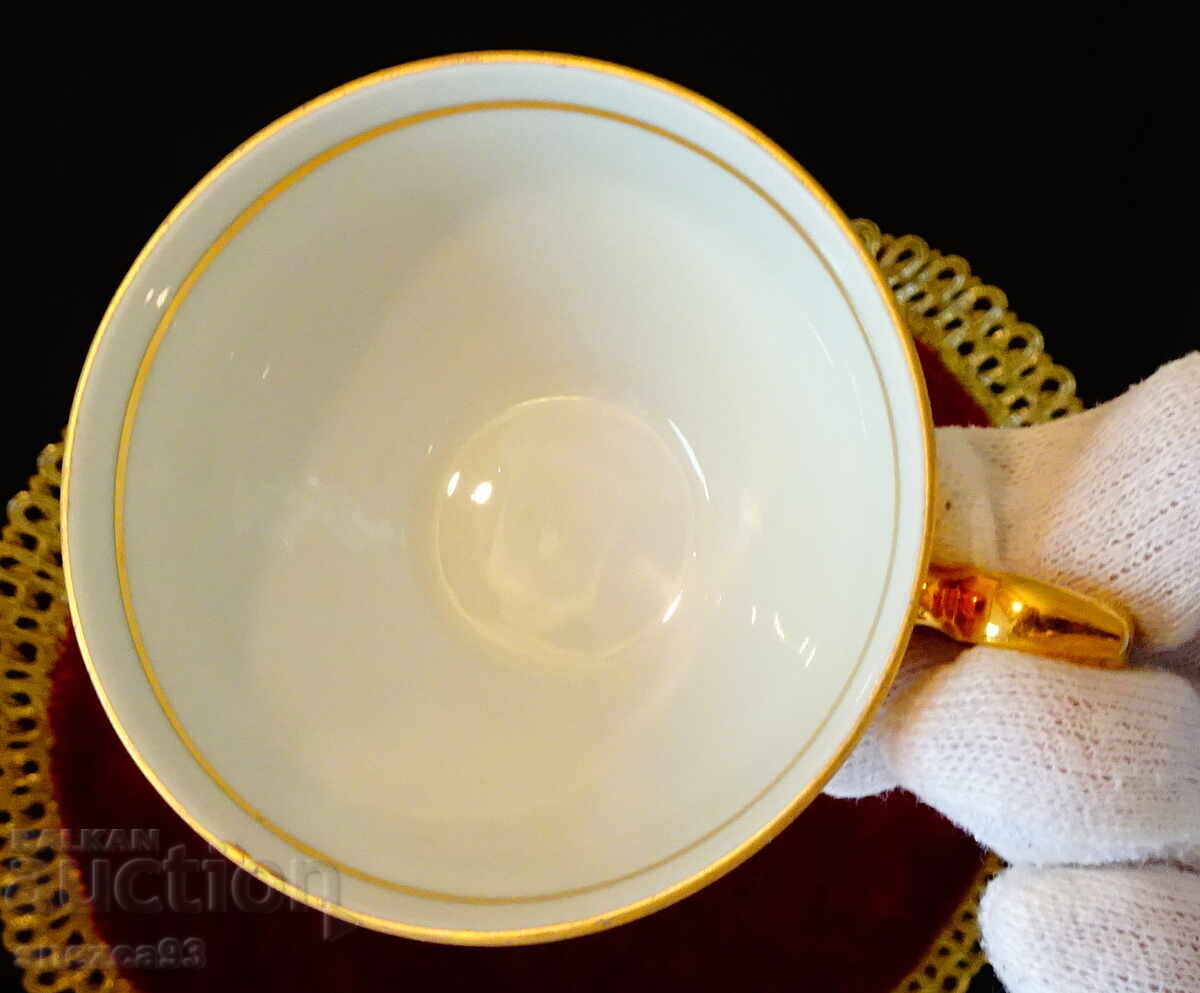 Delivery of Bavarian porcelain cup and saucer, pure gold, rose, baroque Delivery of Bavarian porcelain cup and saucer, pure gold, rose, baroque