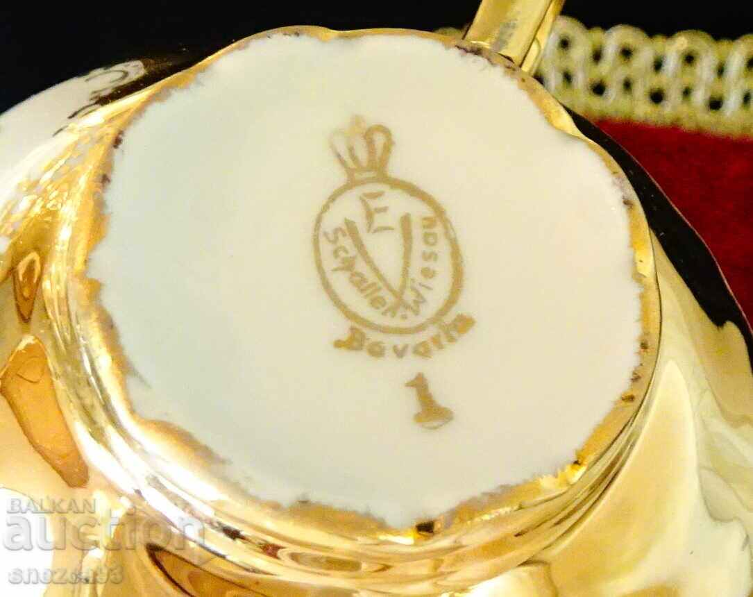 Bavarian porcelain cup and saucer, pure gold, rose, baroque - 5 Bavarian porcelain cup and saucer, pure gold, rose, baroque - 5