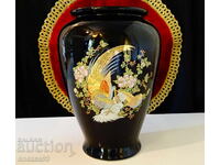 Japanese porcelain vase, gold, cobalt, pheasants
