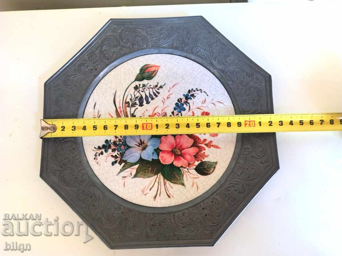 Прекрасна Колекционерска Чиния Калай И Керамика - 6