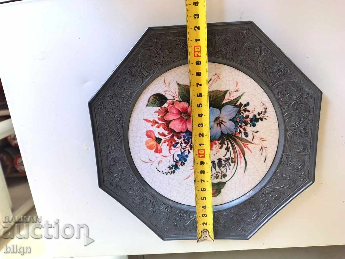 Прекрасна Колекционерска Чиния Калай И Керамика - 7