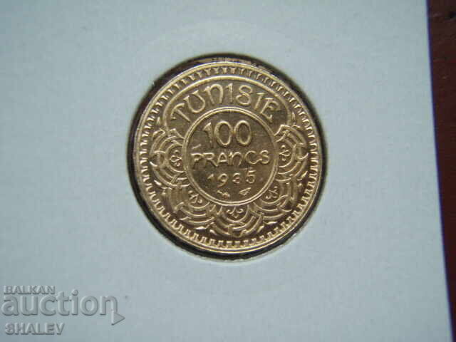 100 Francs 1935 Tunisia (100 франка Тунис) - AU/Unc (злато) с цена € 1059.89 | 2072.97 лв.