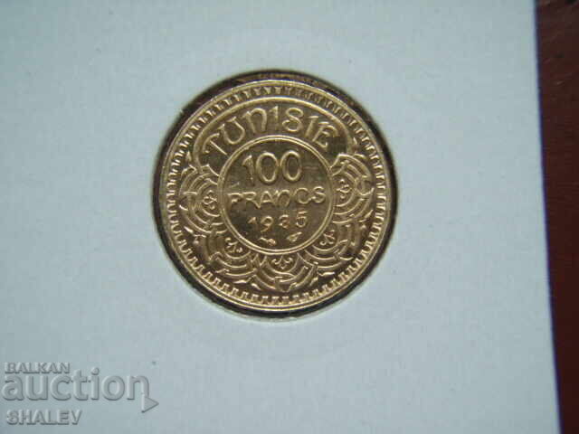 Доставка на 100 Francs 1935 Tunisia (100 франка Тунис) - AU/Unc (злато)